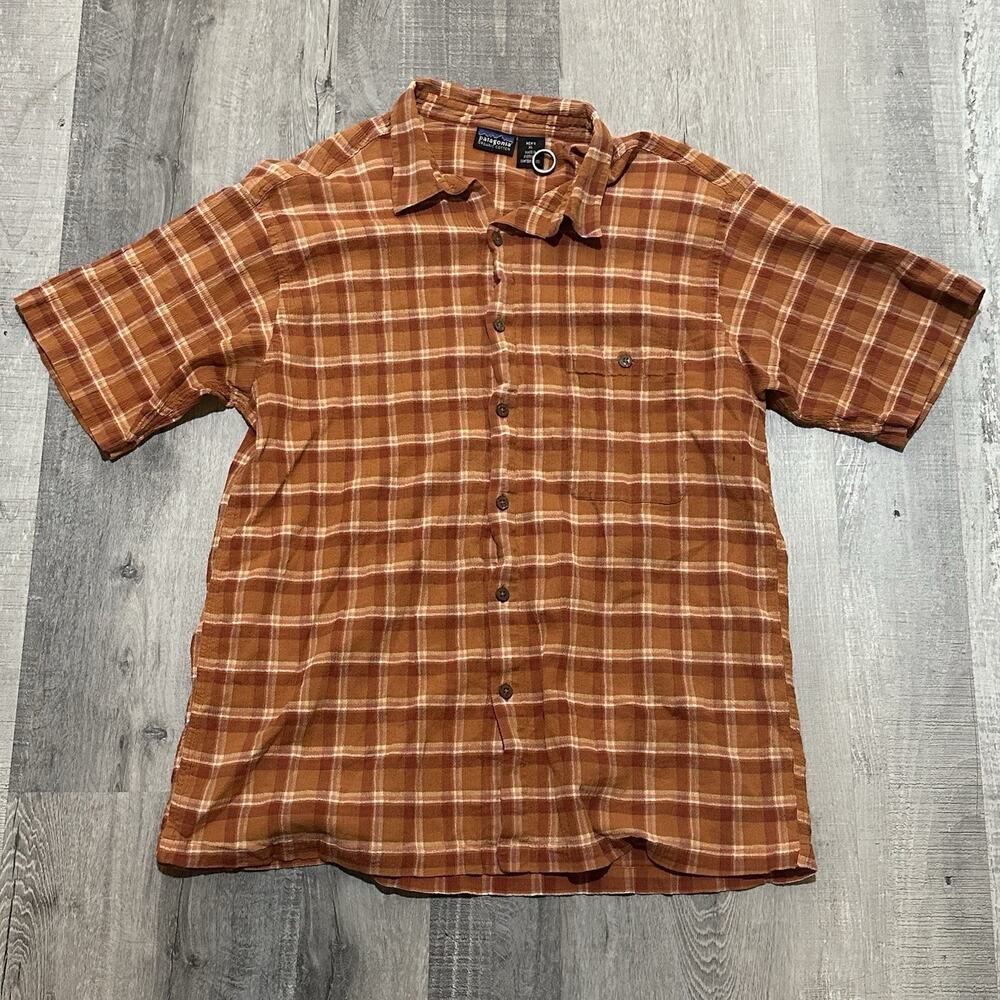 VTG Patagonia Men's XL Plaid Organic Cotton Short Sleeve Button Up Shirt Y2K 90s